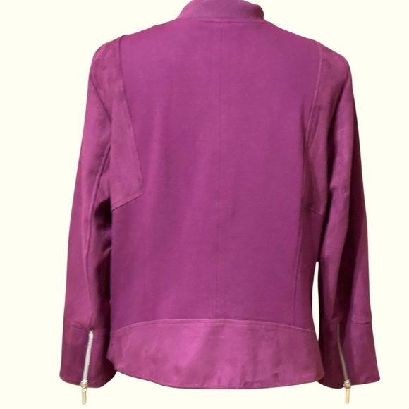 🎁SALE🎁CHICOS PURPLE FAUX LEATHER BOMBER JACKET SZ 12 EUC - Picture 10 of 10